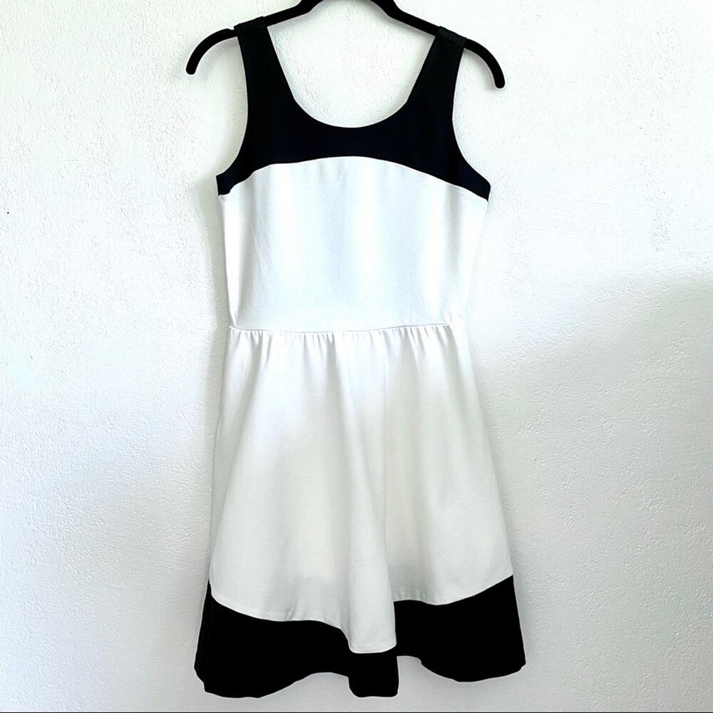 Aqua Black and White Fit and Flare Dress Size Medium